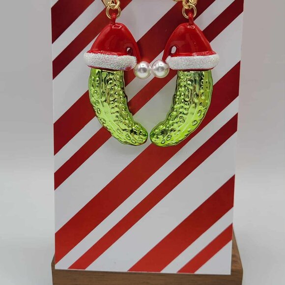 Betsey Johnson Santa Baby Pickle Drop Earrings NWT!  NEW! - Picture 5 of 7